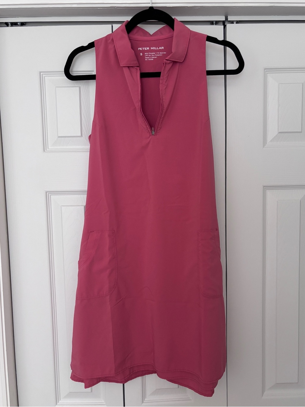 Peter Millar Sleeveless Zip Polo Dress in Rose Pink